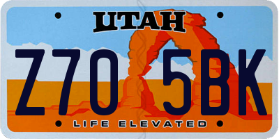 UT license plate Z705BK