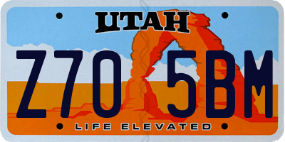 UT license plate Z705BM