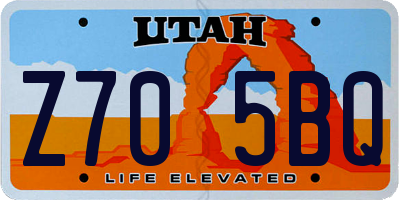 UT license plate Z705BQ