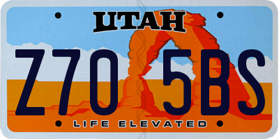 UT license plate Z705BS