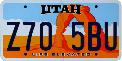 UT license plate Z705BU