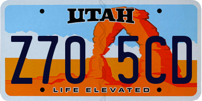 UT license plate Z705CD