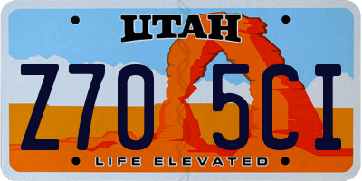 UT license plate Z705CI