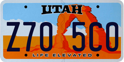 UT license plate Z705CO