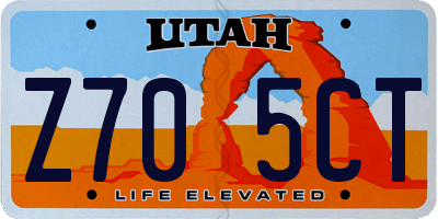 UT license plate Z705CT