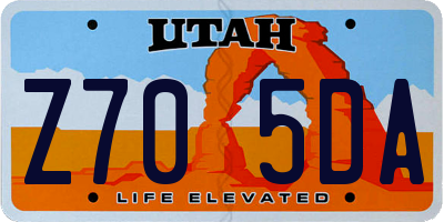 UT license plate Z705DA