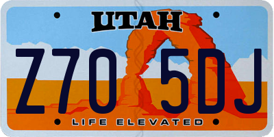 UT license plate Z705DJ
