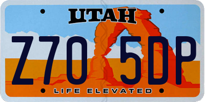UT license plate Z705DP