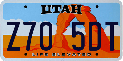 UT license plate Z705DT