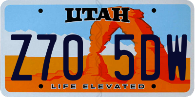 UT license plate Z705DW