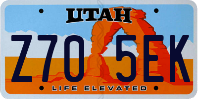 UT license plate Z705EK