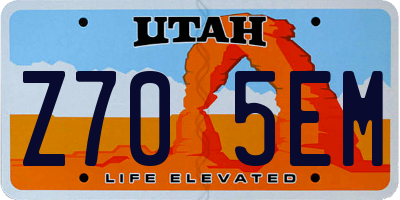 UT license plate Z705EM