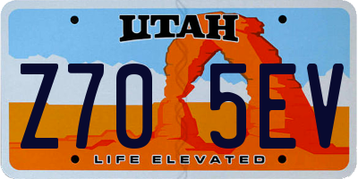 UT license plate Z705EV