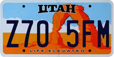 UT license plate Z705FM