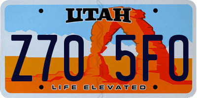 UT license plate Z705FO