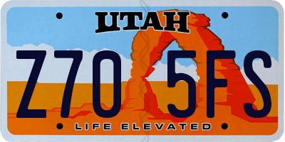 UT license plate Z705FS