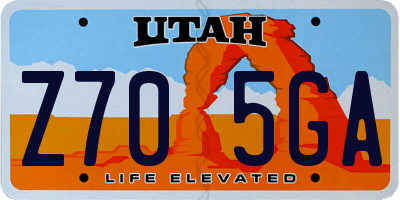 UT license plate Z705GA
