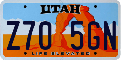 UT license plate Z705GN