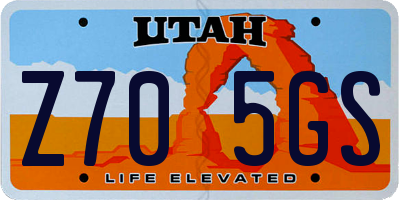 UT license plate Z705GS