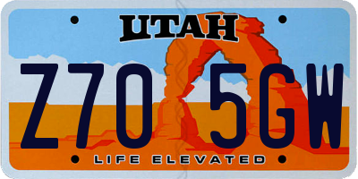 UT license plate Z705GW