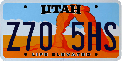 UT license plate Z705HS