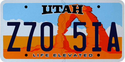 UT license plate Z705IA