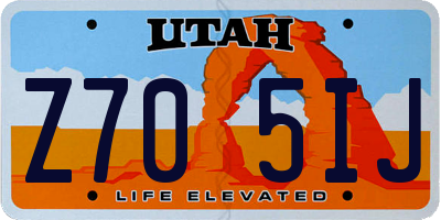 UT license plate Z705IJ