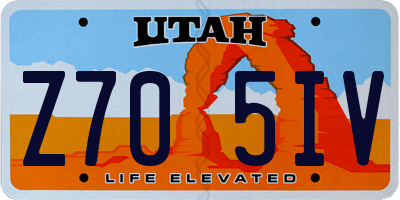 UT license plate Z705IV