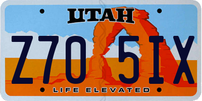 UT license plate Z705IX