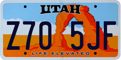 UT license plate Z705JF