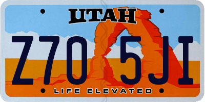 UT license plate Z705JI