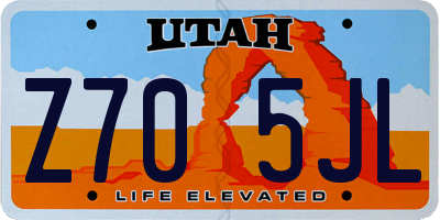 UT license plate Z705JL