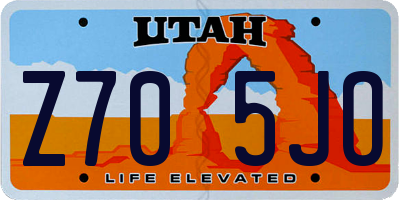 UT license plate Z705JO