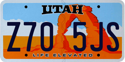UT license plate Z705JS