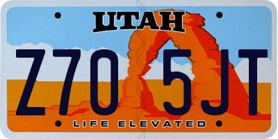 UT license plate Z705JT