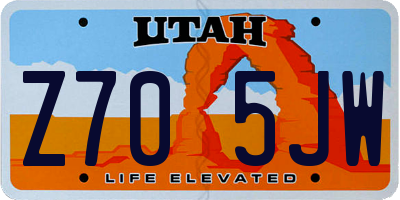 UT license plate Z705JW