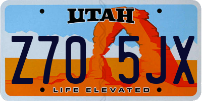UT license plate Z705JX