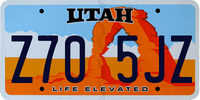 UT license plate Z705JZ