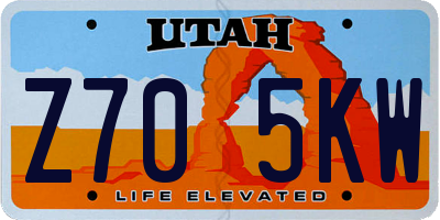 UT license plate Z705KW