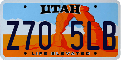 UT license plate Z705LB