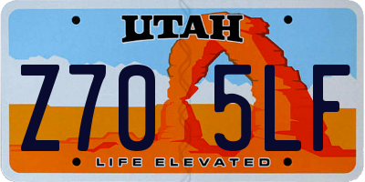 UT license plate Z705LF