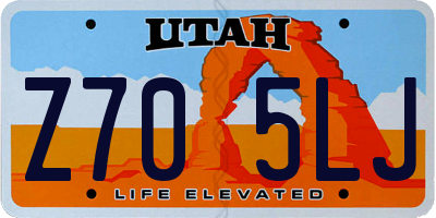 UT license plate Z705LJ