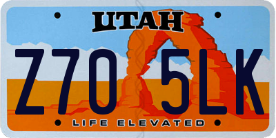 UT license plate Z705LK