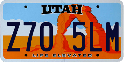 UT license plate Z705LM