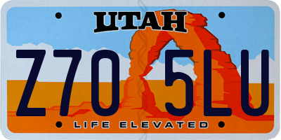UT license plate Z705LU