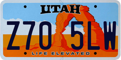 UT license plate Z705LW