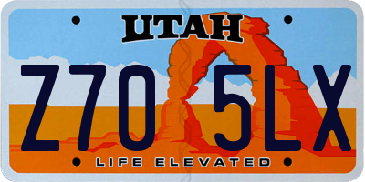 UT license plate Z705LX