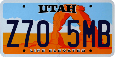 UT license plate Z705MB