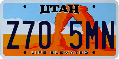 UT license plate Z705MN