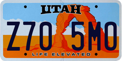 UT license plate Z705MO